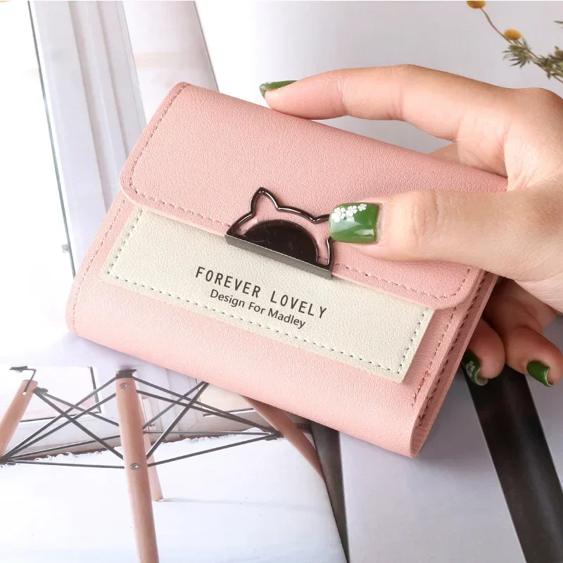 2025 New Women Wallet Small Cat Ear Cute Mini Unique Design Ladies Contrasting Metal Buckle Small Coin Purse Portable Purse