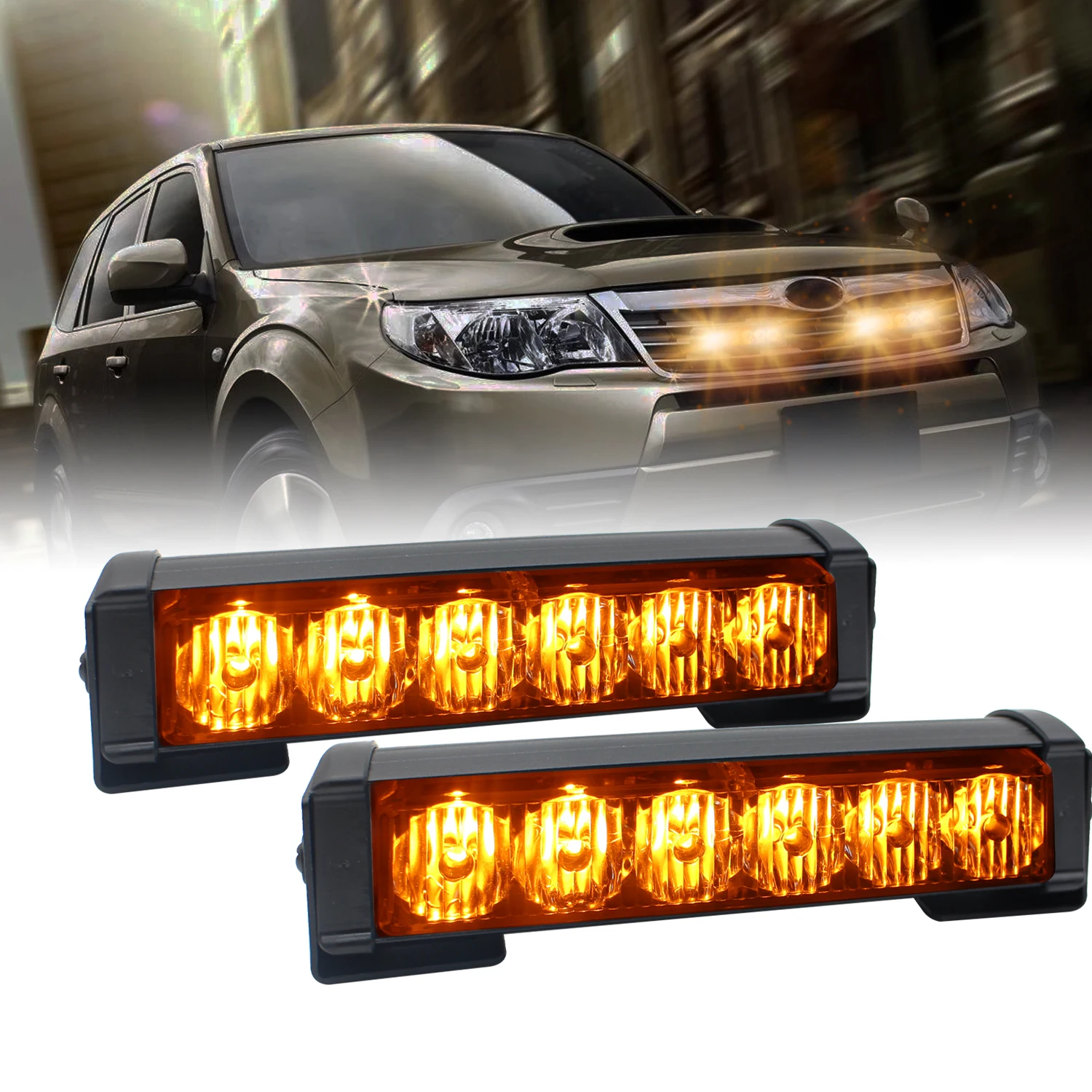 LED Emergency Strobe Lights for Vehicle Trucks, 2 in 1 LED 32W 12-24V Warning Hazard Flashing Strobe Light Bar, Roof and Side