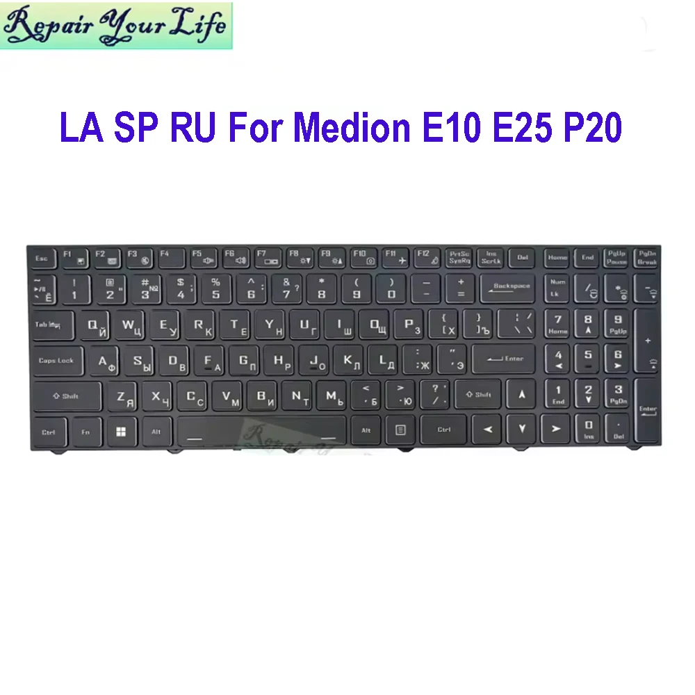 Latin Spain Russian Keyboard RGB Backlit For Medion Erazer Crawler E10 E25 P20 NP50DE-M NP70PNP-M NH55EKQ MD61863 MD62436 62106