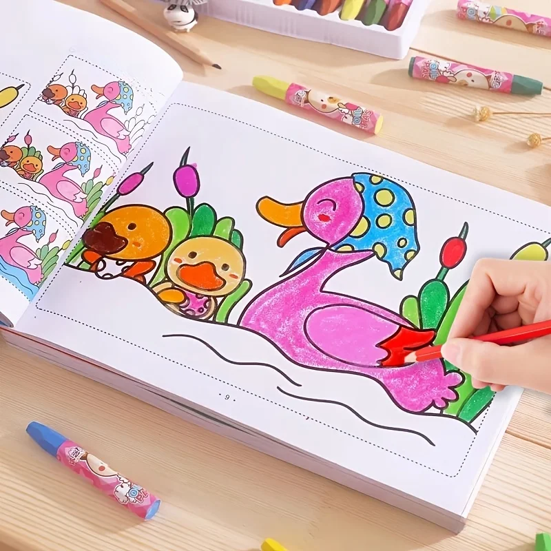 48 Pages Creative Doodle & Coloring Book Interactive Early Learning Sketchbook with Colorful Cartoon Animals Cute Sketchbook