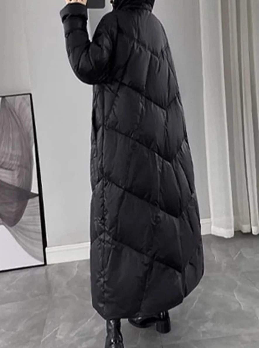 Verdikte katoenen damesjas in Koreaanse stijl, halflange losse pasvorm met lange mouwen en ritssluiting, warme wintermodejas