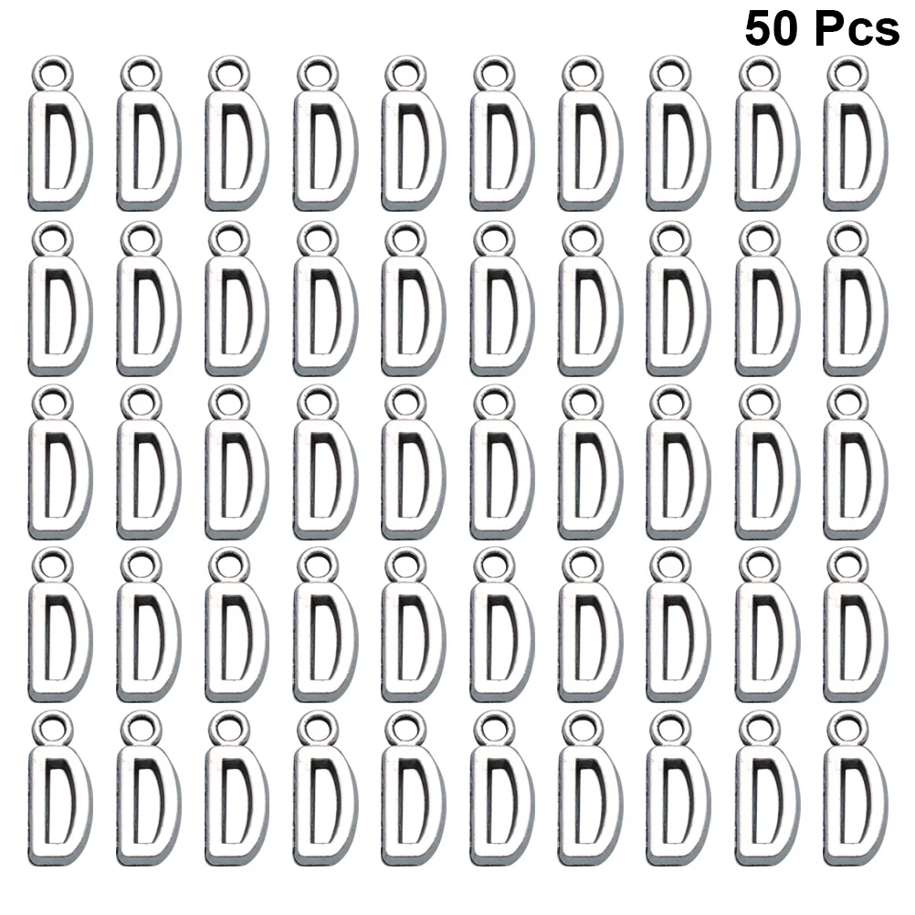 

50 Pcs Necklace Gold Plated Earrings Initial Round Letter Charms Silver Vintage Jewelry