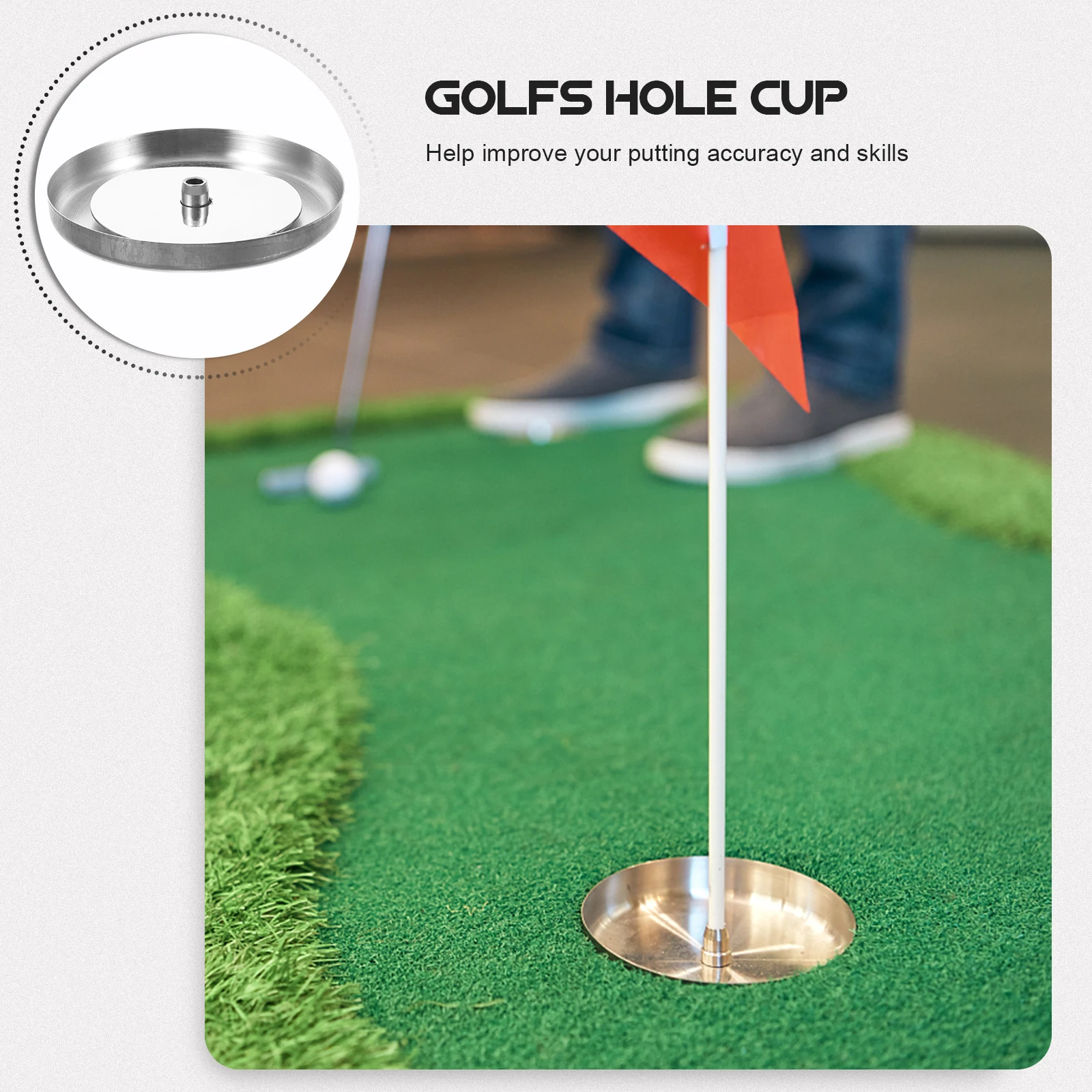 

Stainless Steel Golf Hole Cup 1.3CM Disc with Flag for Home Training Professional Practice Putting Cups Ideal Gifts Golf