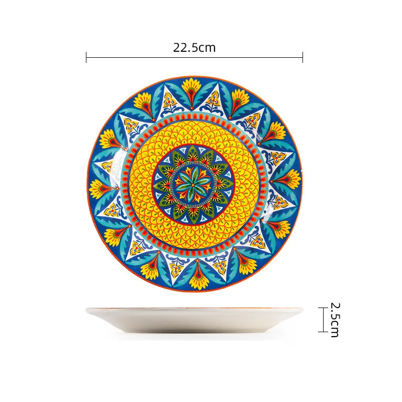 Exquise Keramische Borden Rond Steak Diner Pastabord Onderglazuur Color Serviesgoed Keukenaccessoires Thuissaladeplaat