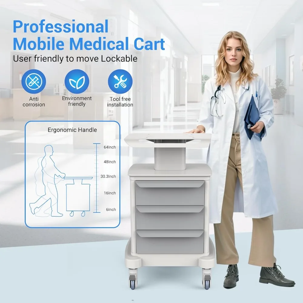 عربات طبية بعجلات، عربة الموجات فوق الصوتية المتنقلة، عربات الأسنان المتدحرجة مع الأدراج، عربة ترولي احترافية مع صواني