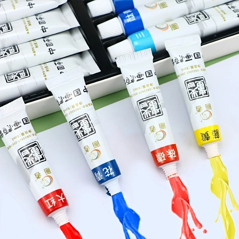 Chinesisches Malpigment-Set mit 7/12 Farben, 6 ml / 0,2 Unzen, geeignet für traditionelle chinesische Malerei, Kalligraphie und Profi-Malerei. – Detail 6