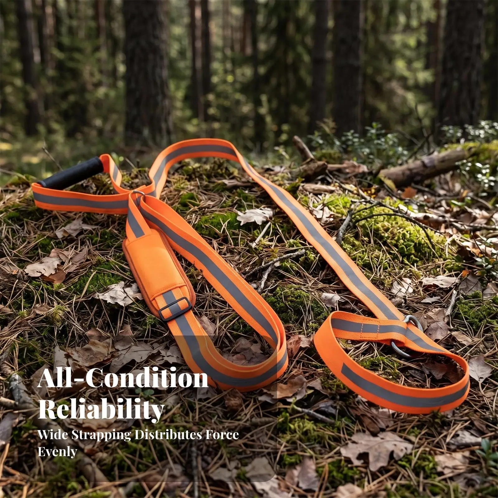 Deer Hunting Drag Strap with Shoulder Pad for Hauling Heavy Loads Orange Nylon Rope for Hunting Gear and Accessories