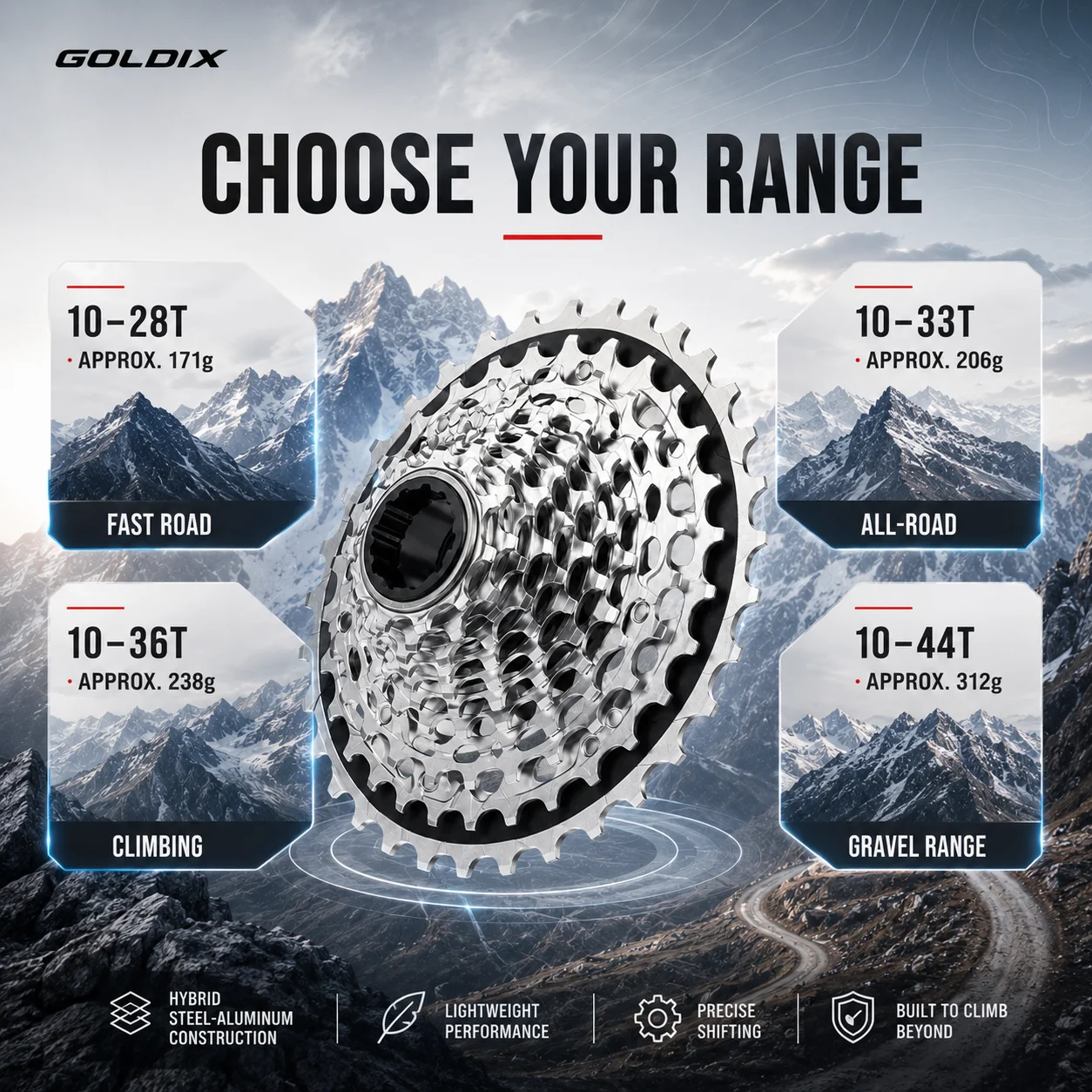 GOLDIX 12-Speed XDR Cassette 10-28T 10-33T 10-36T 10-44T