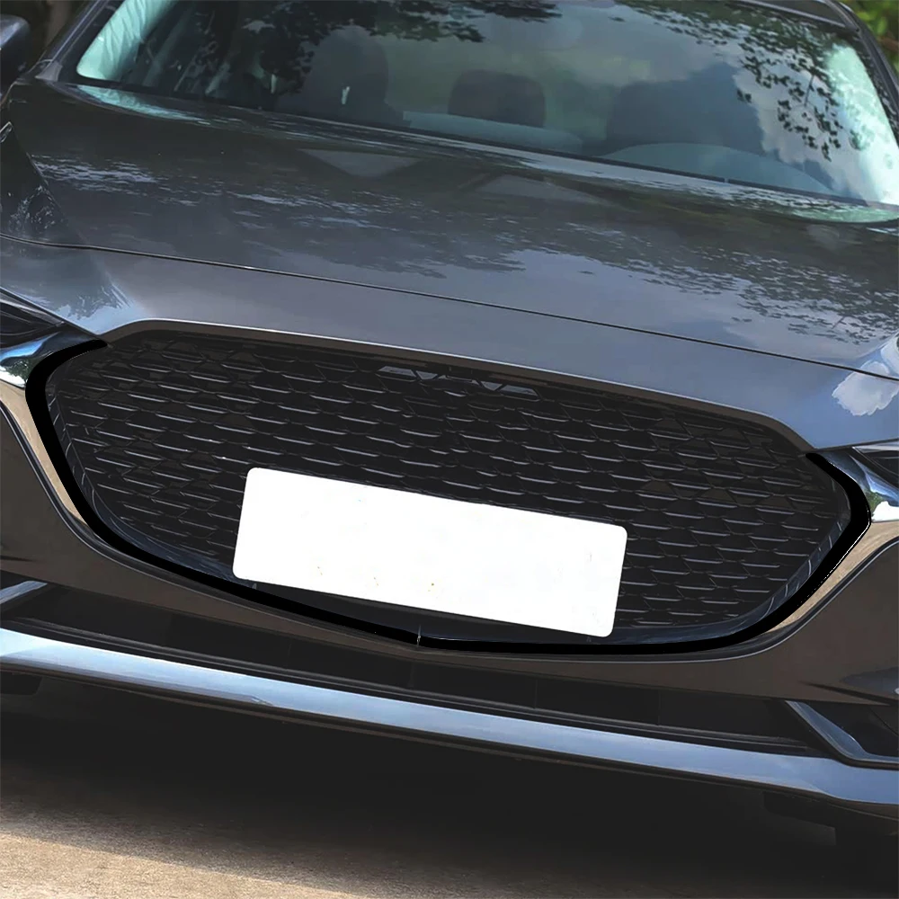 For Mazda 3 Axela 2019-2026 Piano Black Front Bumper Air Intake Grille Frame Panel Trim Cover Car Accessories Decoration Sticker