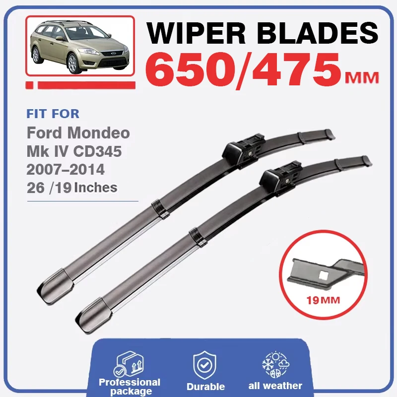 Front Rear Wiper Blades for Ford Mondeo MK4 2007 2008 2009 2010 2011 2012 2013 2014 Windshield Windscreen Window Car Accessories