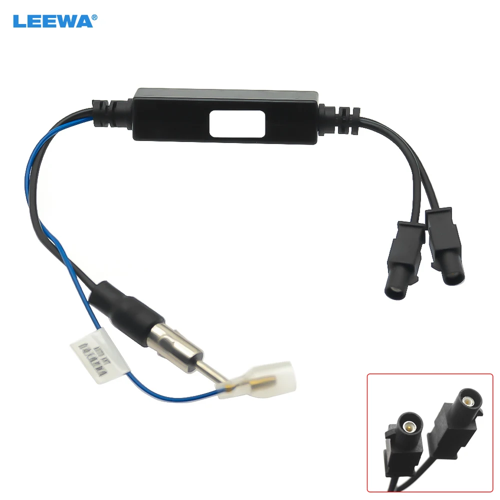 LEEWA Car Vehicle Boat Radio Antenna Adapter Male Dual Fakra Amplifier Booster for Volkswagen Audi Signal Aerial FM Antenna