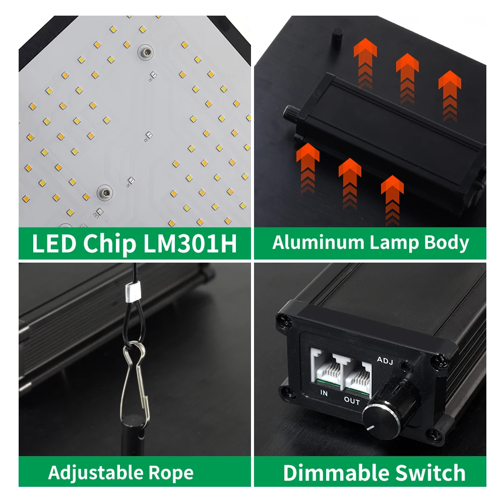 100W LED Grow Light  Full Spectrum For Greenhouse Hydroponic Plants growth Lighting  LM301H Dimmable LED Growth Lamp