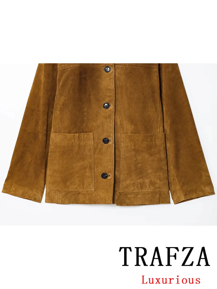  Autumn Winter Streetwear Jackets Women Long Sleeve Buttons Oversized Coats Fashion 2025 Casual Chic Brown Women Jackets