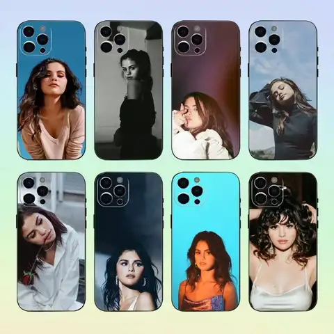 Capa de telefone Selena Singer Gomez para iPhone 17, 16,15,14,13,12,11, outras capas pretas de silicone macio