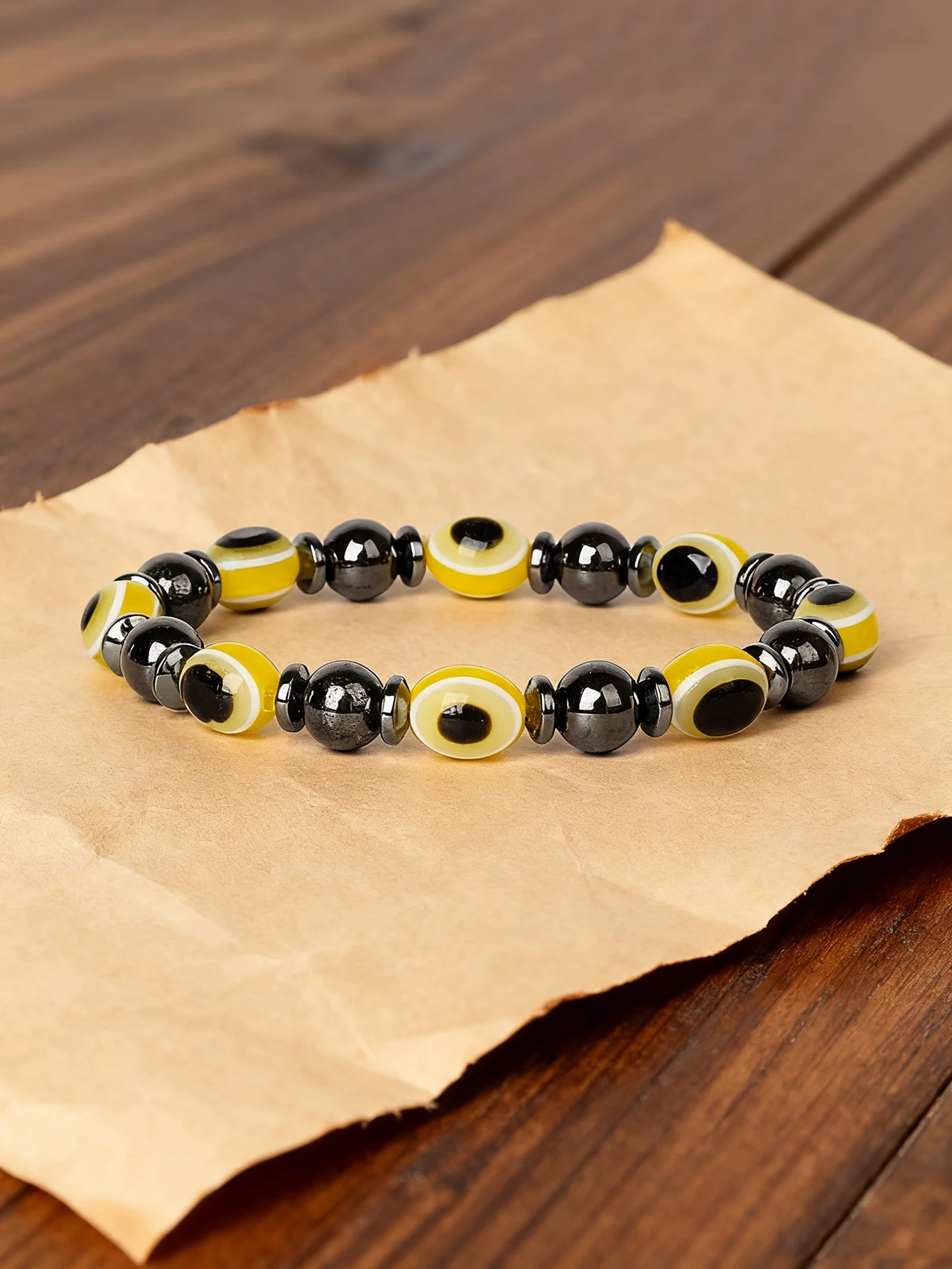 Hematite Yellow Eye Bead Alternating Bracelet Natural Stone Bracelet Healing Reiki Charm Protection Grounding Confidence Jewelry