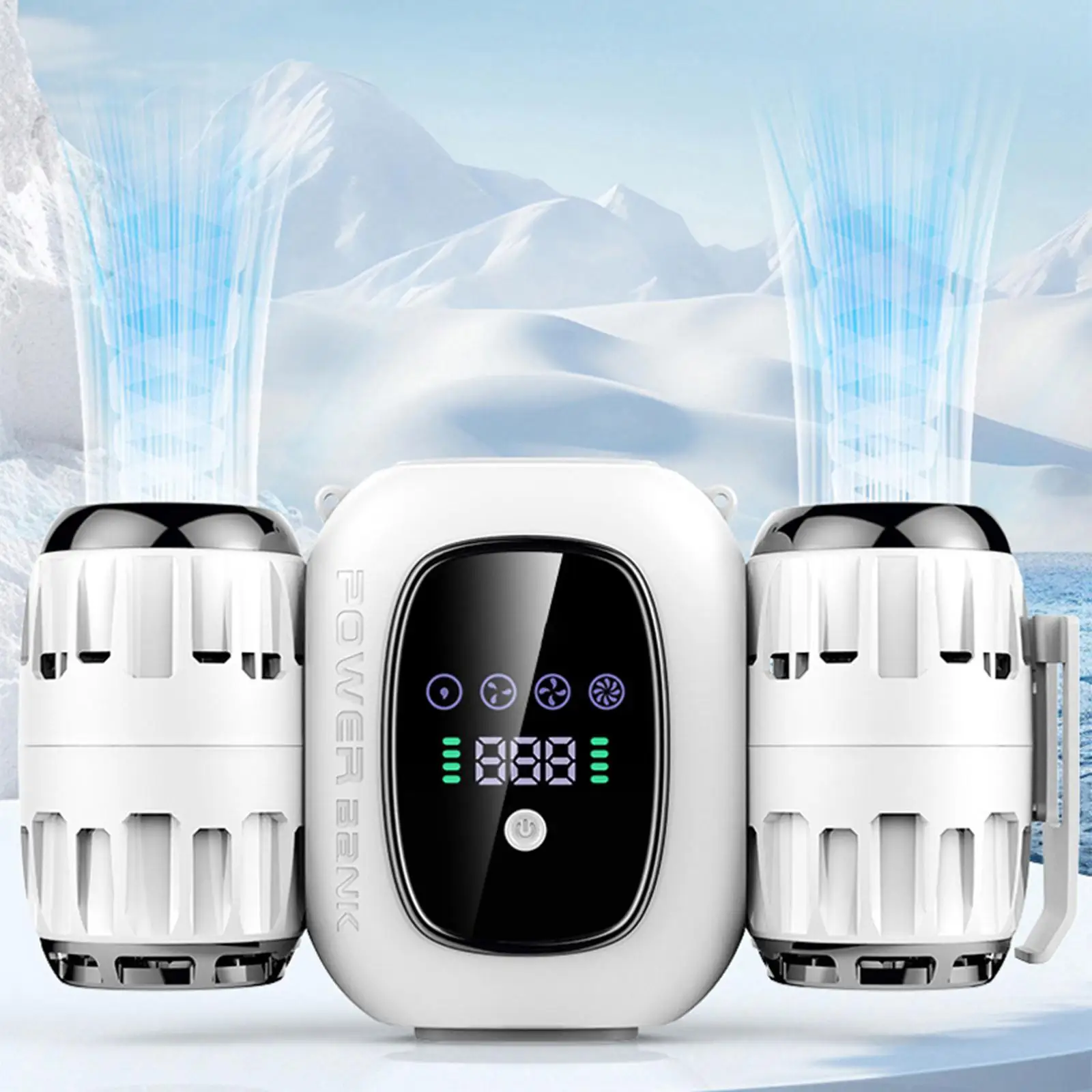 พัดลมคาดเอวพัดลมเข็มขัดแบตสำรองแข็งปรับความเร็วได้4ระดับ kipas angin gantung พัดลมคล้องคอแขวนได้สำหรับการเดินทางสำนักงานกีฬาที่บ้าน