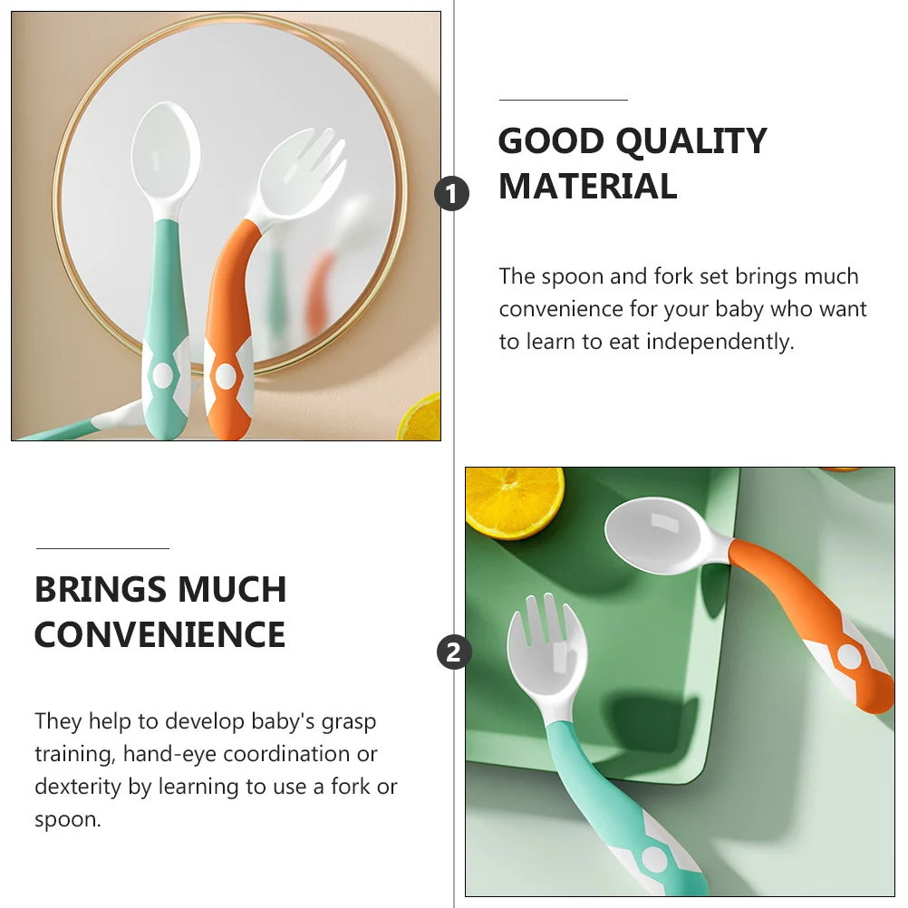 

1Set Baby Spoon Fork Feeding Set Orange Toddler Utensils Baby Independent Eating Supplies Infant Tableware Kids Cutlery Gift