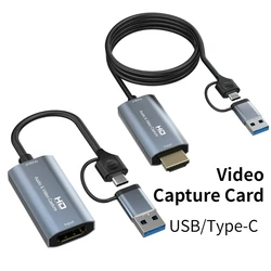 Nku 4K Video Capture Card HD Source To USB/Type-C Video Grabber Recorder Cable for PC Computer Camera Live Streaming Game