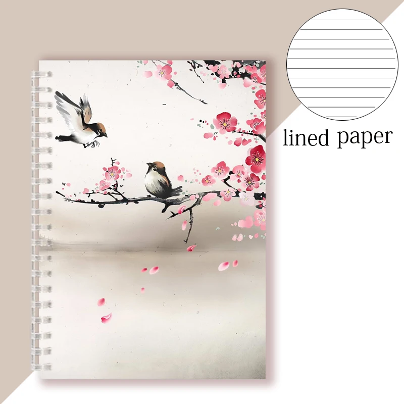 Chinoiserie Note Book A5 Spiral Notebook Chinese Style Dairy Vintage Retro Landscape Tree Bird Ink Painting Cover Agendas Decor