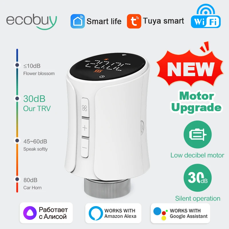 Smart WiFi TRV Radiator Thermostatic Valve Tuya Thermostat Programmable APP Remote Temperature Controller Alexa Google Home