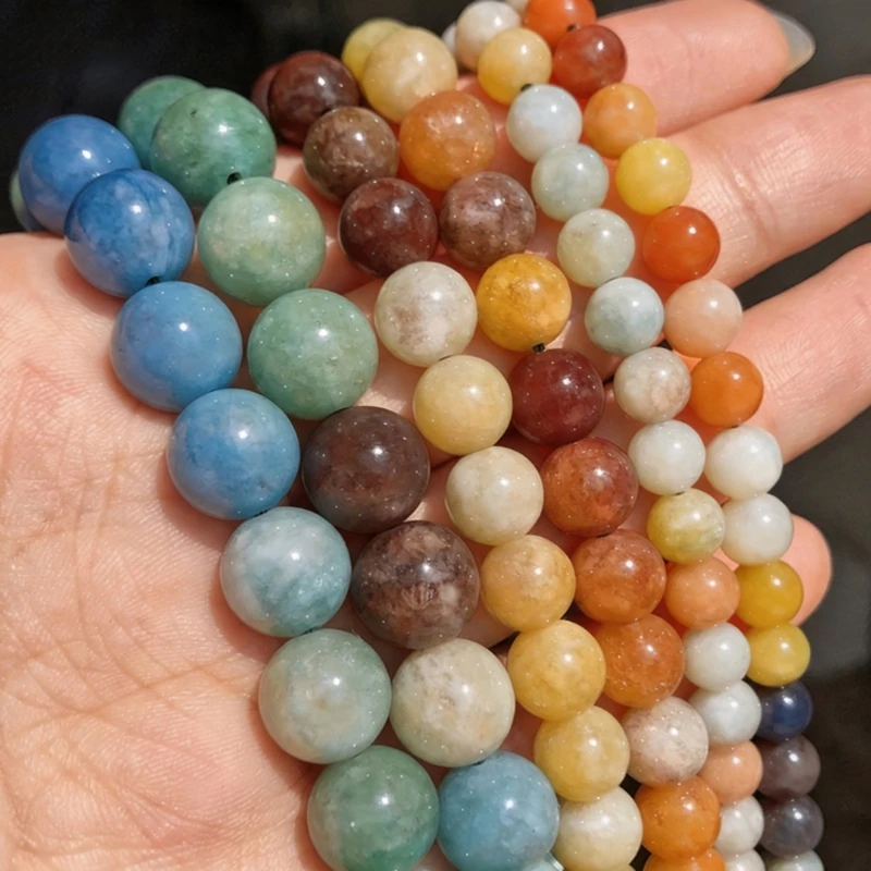 1 Strang Naturstein Grüne Blaue Gelbe Aventurin-Perlen Lose Jade-Perlen für Schmuckherstellung DIY Armband Halskette Zubehör – Detail 2