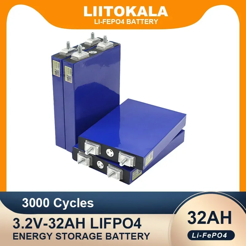 

LiitoKala 3.2V 32Ah battery pack LiFePO4 phosphate 32000mAh for 4S 12V 24V Motorcycle Car motor batteries modification Stud