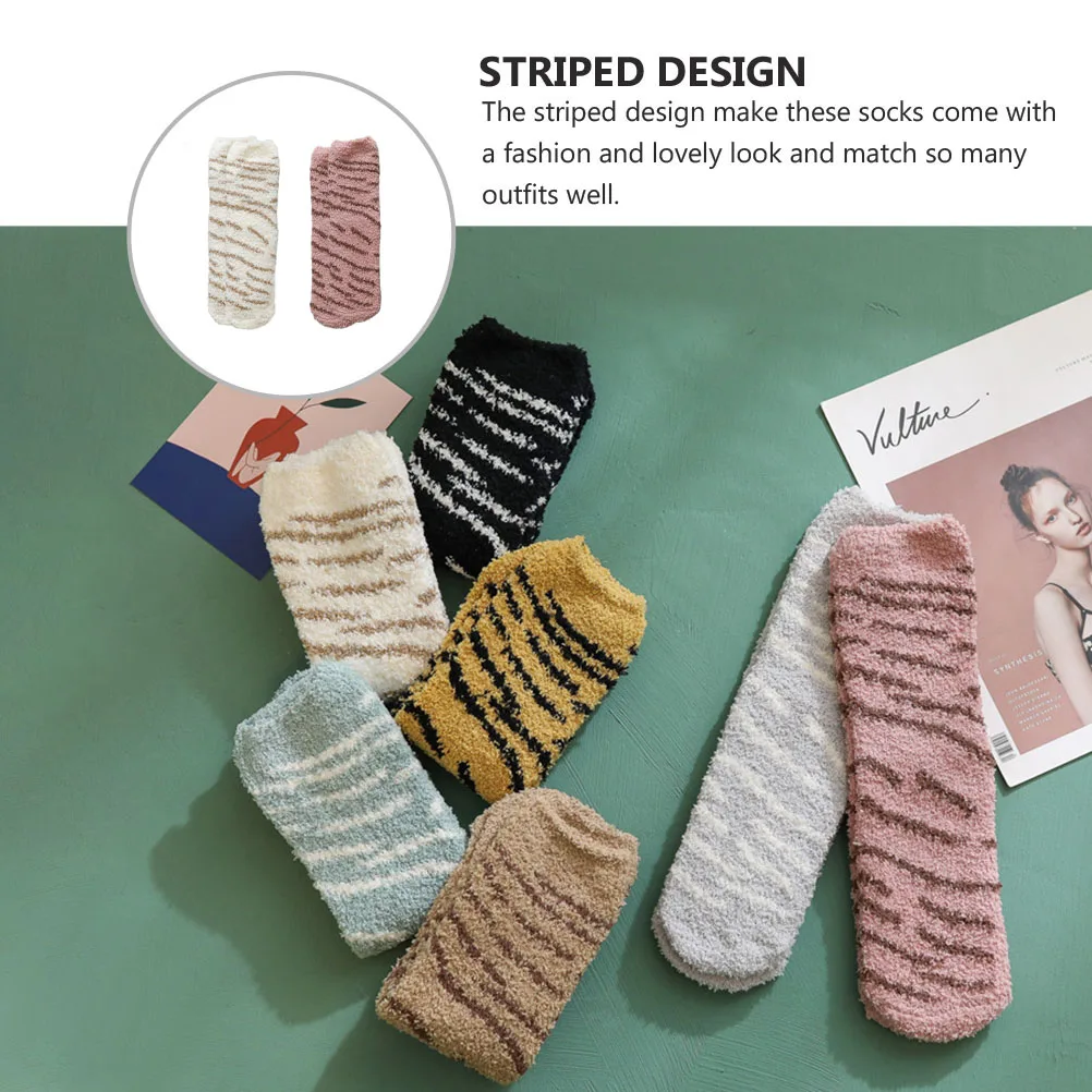 

2Pairs Coral Women Warm Woman Stockings Winter Stockings Cotton Hosiery Home Hosiery Thickened Soft Lady Socks