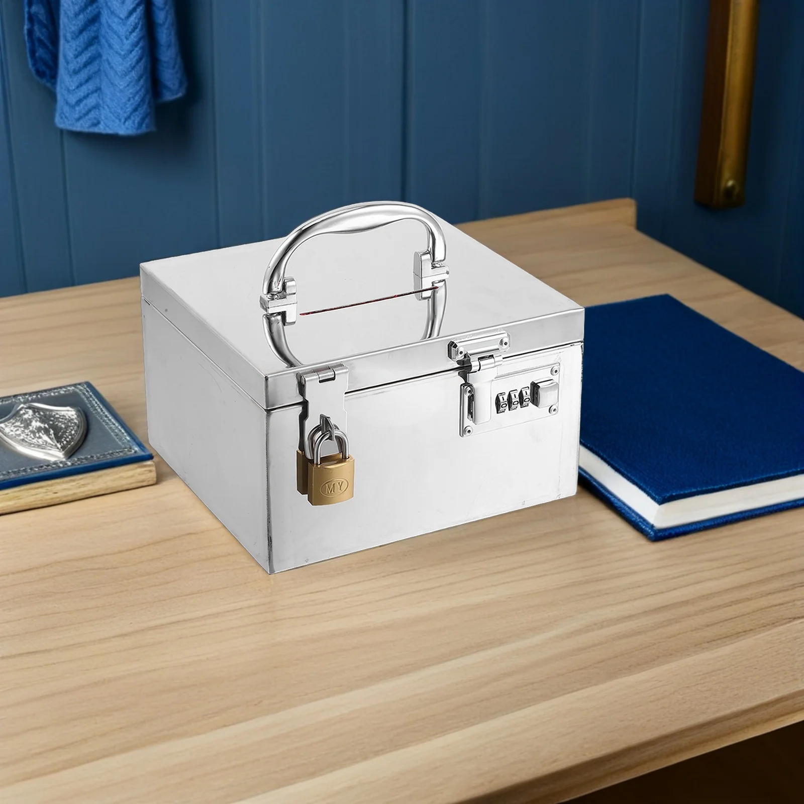 

Stainless Steel Savings Box Unbreakable Metal Money Jar For Adults With Lock, Large Capacity Cash Storage For Home Office