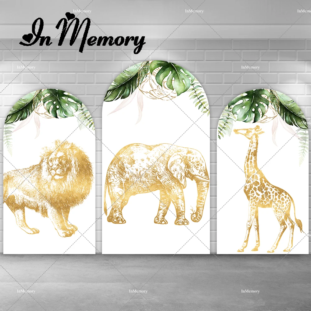 Wild Animals Lion Elephant Giraffe Arch Backdrop Cover for Boys Safari Jungle Birthday Party Decor Chiara Wall Banner Doubleside