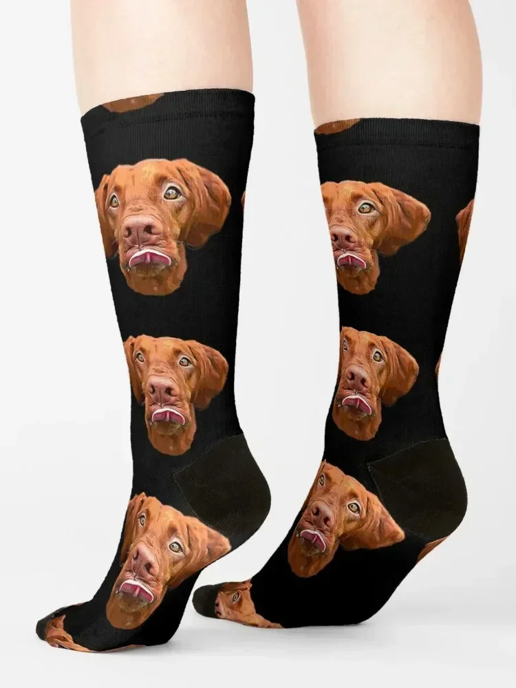 Hungarian Vizsla - Cute Face! Socks shoes professional running retro Sports Socks Man Women's