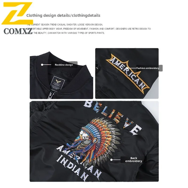 COMXZ Männer Taktische Stehkragen Jacke Amerikanischen Stil Baseball Bestickt Militärische Arbeitskleidung Frühling Herbst Outdoor Arbeit Mantel
