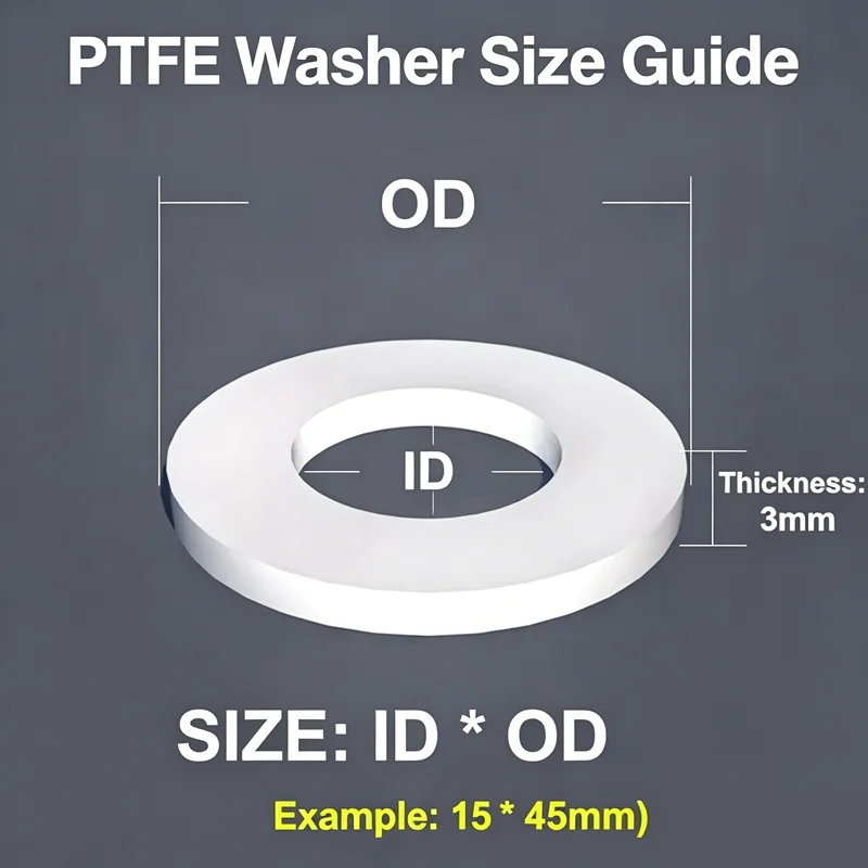 1-10Pcs White PTFE Flat Washer Gasket ID 6-325mm, 3mm Thick High Temperature 300°C Sealing Spacer O-Ring Seal Hardware