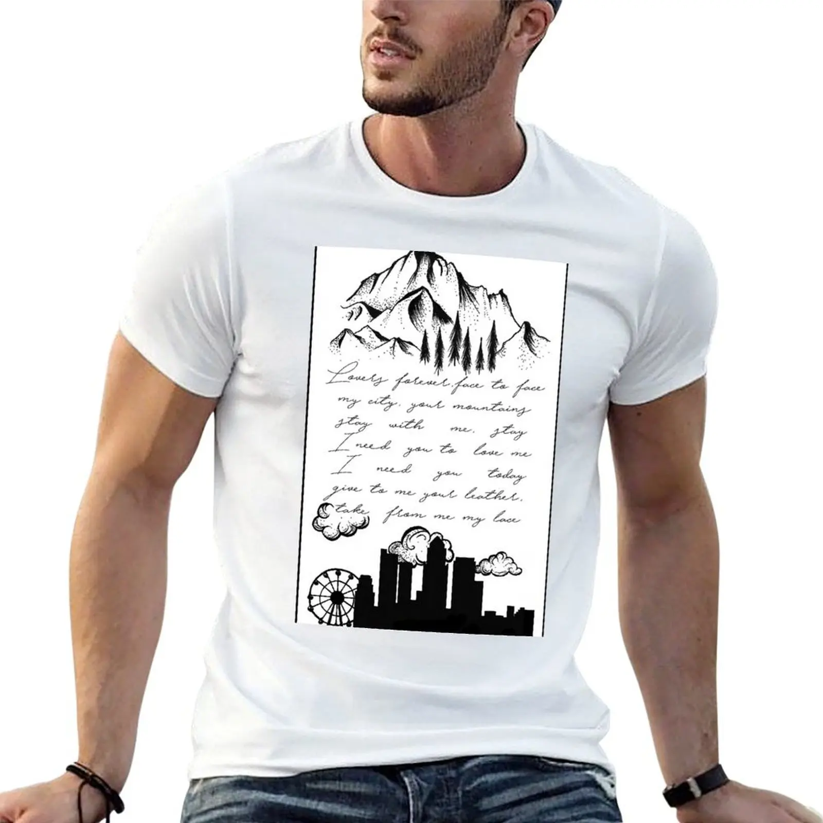 Leather and Lace (White Edition) T-Shirt Simple Print Design T-Shirt