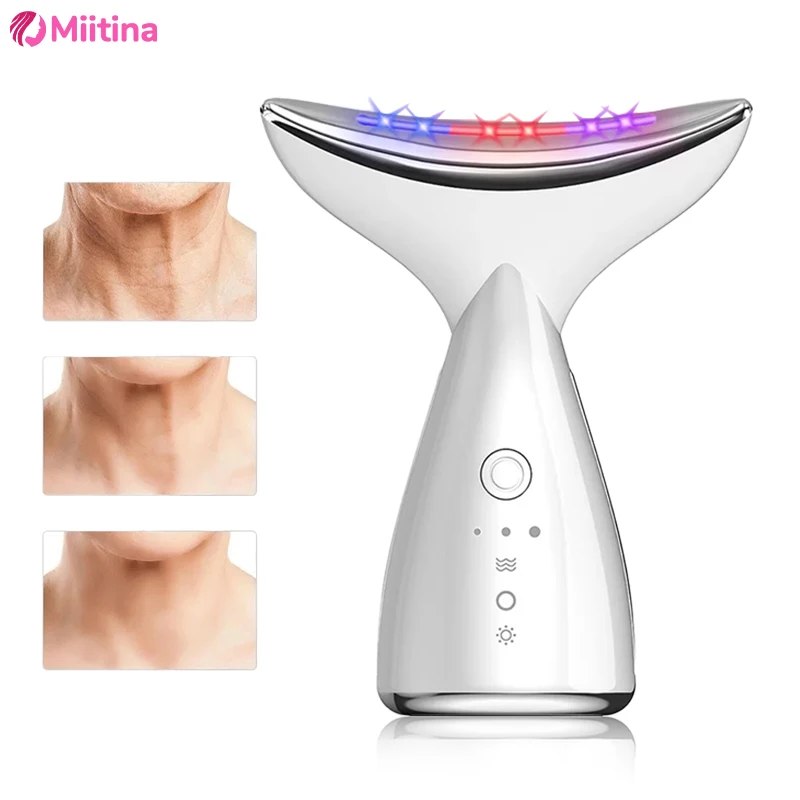 

Neck Face Lifting Massager Skin Tighten 3LED Photon Therapy High Frequency Vibration Firming Rejuvenating Skin Facial Lifting