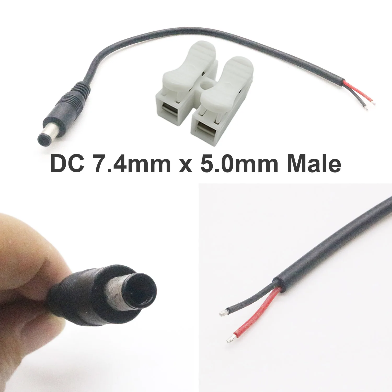 

1pc DC Power 7.4mm x 5.0mm Male Bare Tinned Wire 18AWG Cable CCTV Camera Laptop LED Strip Light Solar Panel Replacement Cord