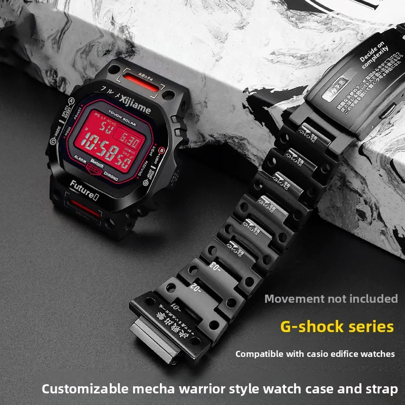 DW5600 Mod kit MechWarrior Metal case watch band for Casio G-SHOCK DW5600 GW-B5600 GWX-5600 modified stainless steel strap Bezel