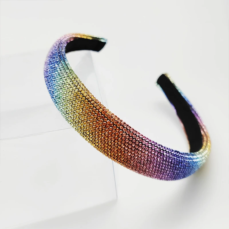 Shiny Full Rhinestone Headbands Wide Hair Hoop Silver Color Hairbands Velvet Headwear For Women Hair Accessories Jewelry Gifts