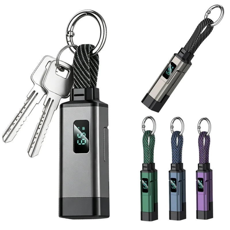 65W Keychain Charging Cable LED  V/A/W Digital Display Mini Power Bank High Speed Charging USB Type C Portable Charger