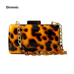 New Trendy Bags Fashion Women Handbags Amber Leopard Acrylic Luxury Party Evening Bag Woman Wedding Casual Cute Box Clutch Purse