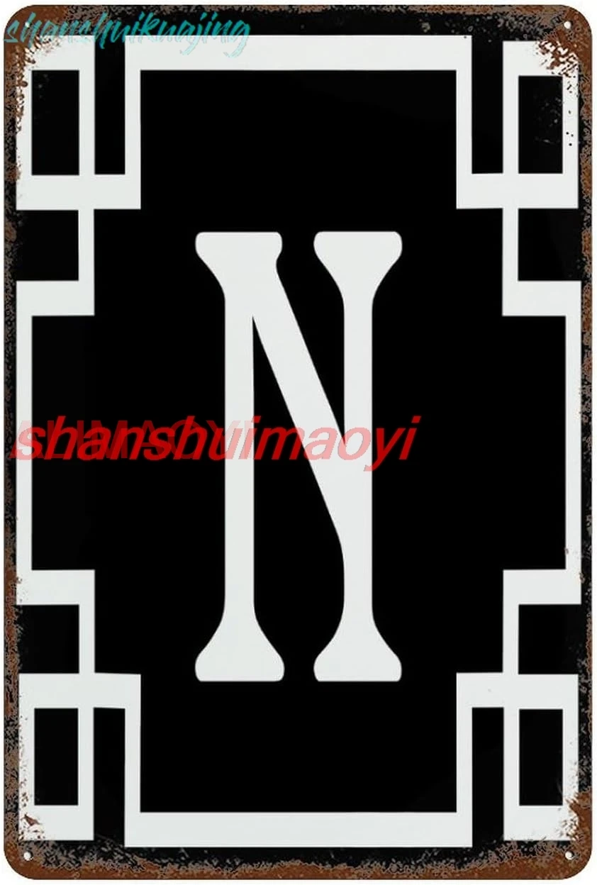 Country Garage Signs Monogram Letter N Signs Family Last Name Initial Metal Signs Outdoor for Business Indoor Kitchen Wall  sign