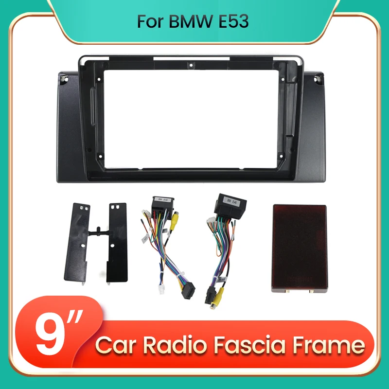 

2Din 9" Car Radio Fascia Panel Frame Stereo Dash Trim Kit GPS Installation Frame With Cable Canbus Box For BMW E53 E39 X5