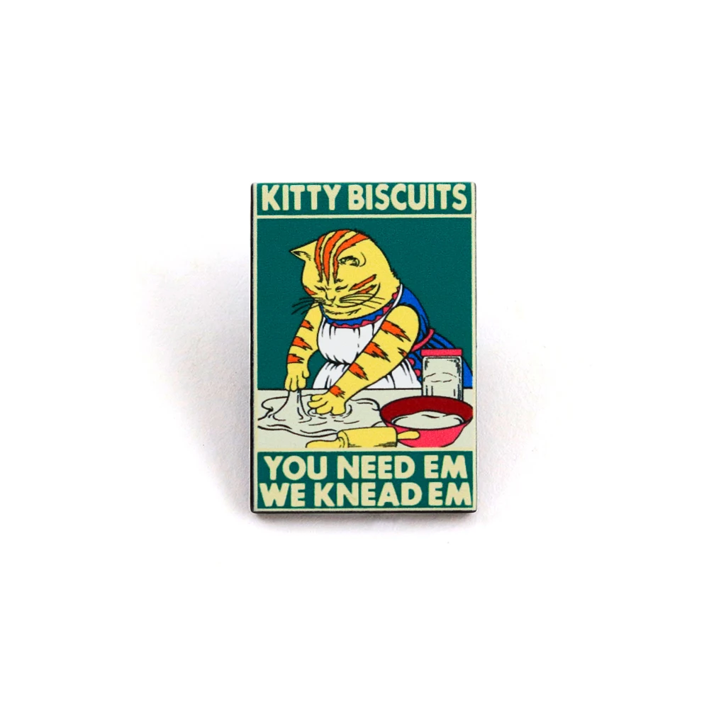 Niedliche Katzenkeks-Emaille-Brosche, Lustige Katzenkoch-Anstecknadel, „You Need Em We Knead Em“ Tier-Abzeichen, Geschenk für Backbegeisterte, Accessoires – Detail 7
