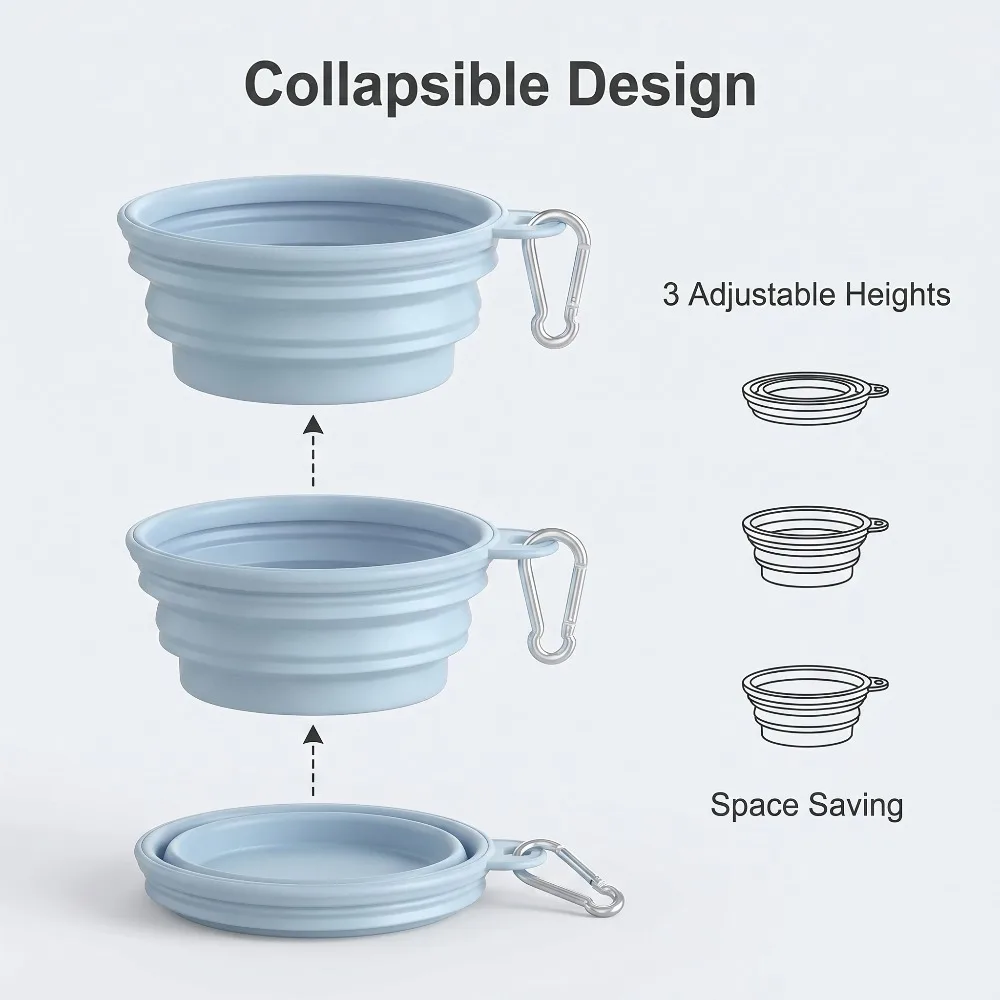 350ml/1000ml Collapsible Dog Bowl Outdoor Travel Pet Drinking Bowl for Dog Cats Folding TPE Material Bowl Puppy Food Container