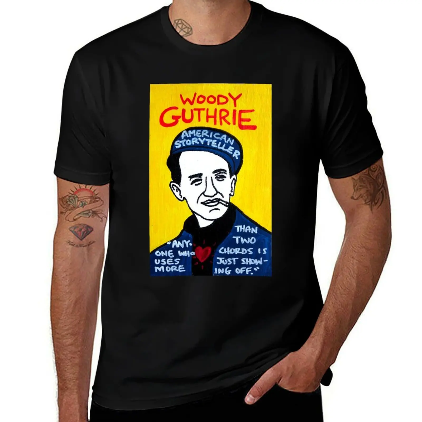 

Woody Guthrie Folk Art T-Shirt Running Gym Short Sleeve Sports Tee