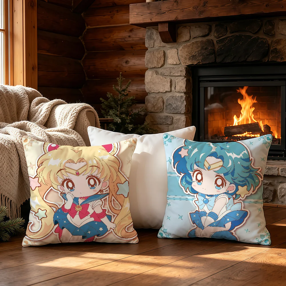 S-SAILOR-ES Anime M-MOON-ES Cartoon cushion cover Home Office Convenient Nordic Simplicity Hit With Zipper Cushion Cover