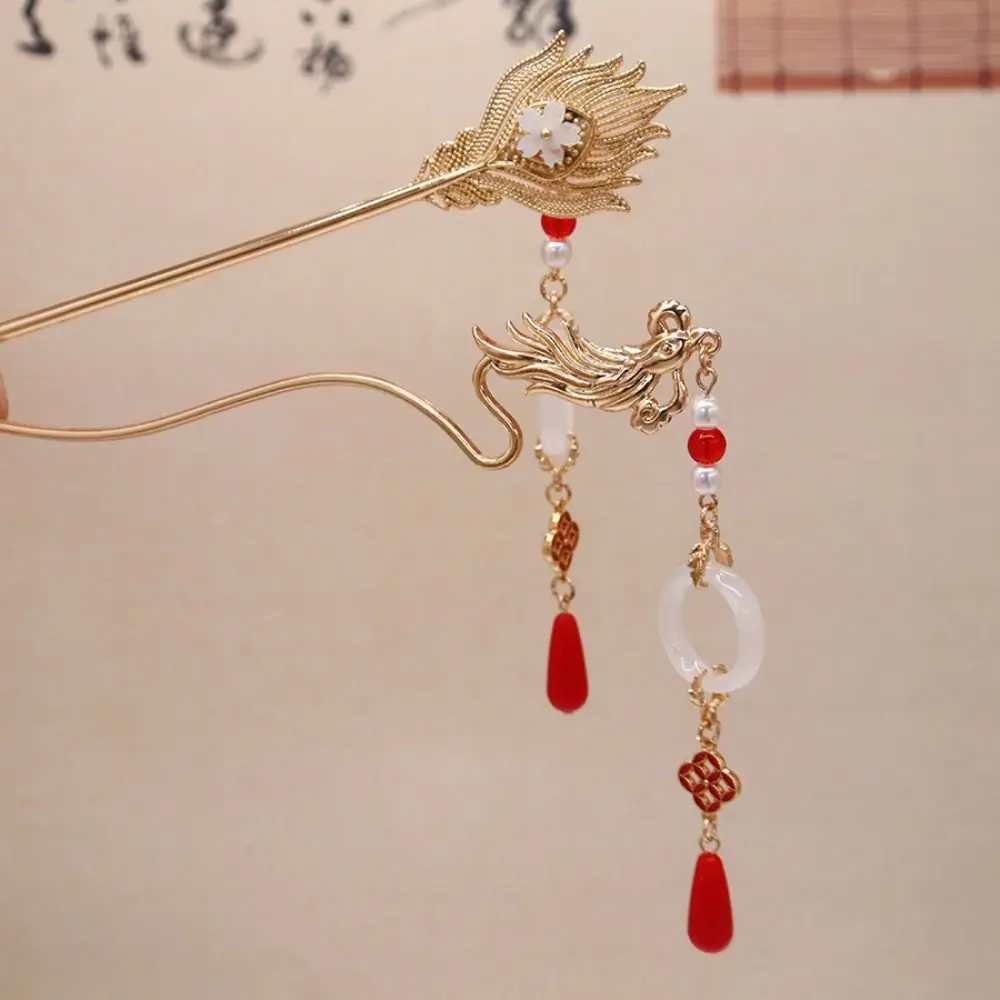 

Beaded Dragon Hair Stick Korean Style Wave Shape Hanfu Tassel Hairpin Hair Accessories Headwear Chinese Style Hair Clip Hanfu