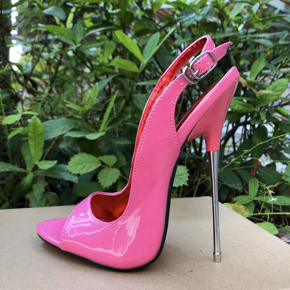 Woman Sandals 16cm Extreme Thin High Heels Sexy Pink  Stilettos Pumps Peep Toe Fetish Model Club Man Crossdresser Unisex Shoes