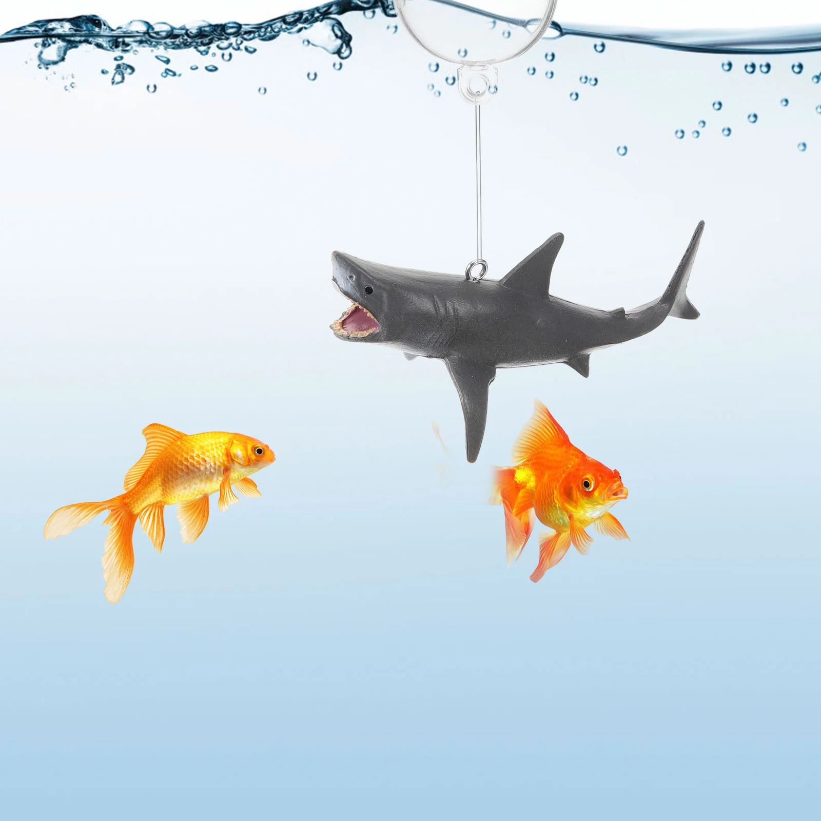 2pcs Shark Floating Decoration for Fish Tank PVC Marine Animal Figurine Aquarium Layout Props Safe Adjustable Rope Non