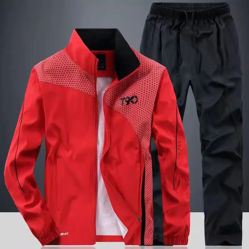 2024 Breathable 2 Pieces Running Sets Sportswear Men's Jogging Sport Homme Jacket+Pants Sweatsuit Plus Size Workout Clothes