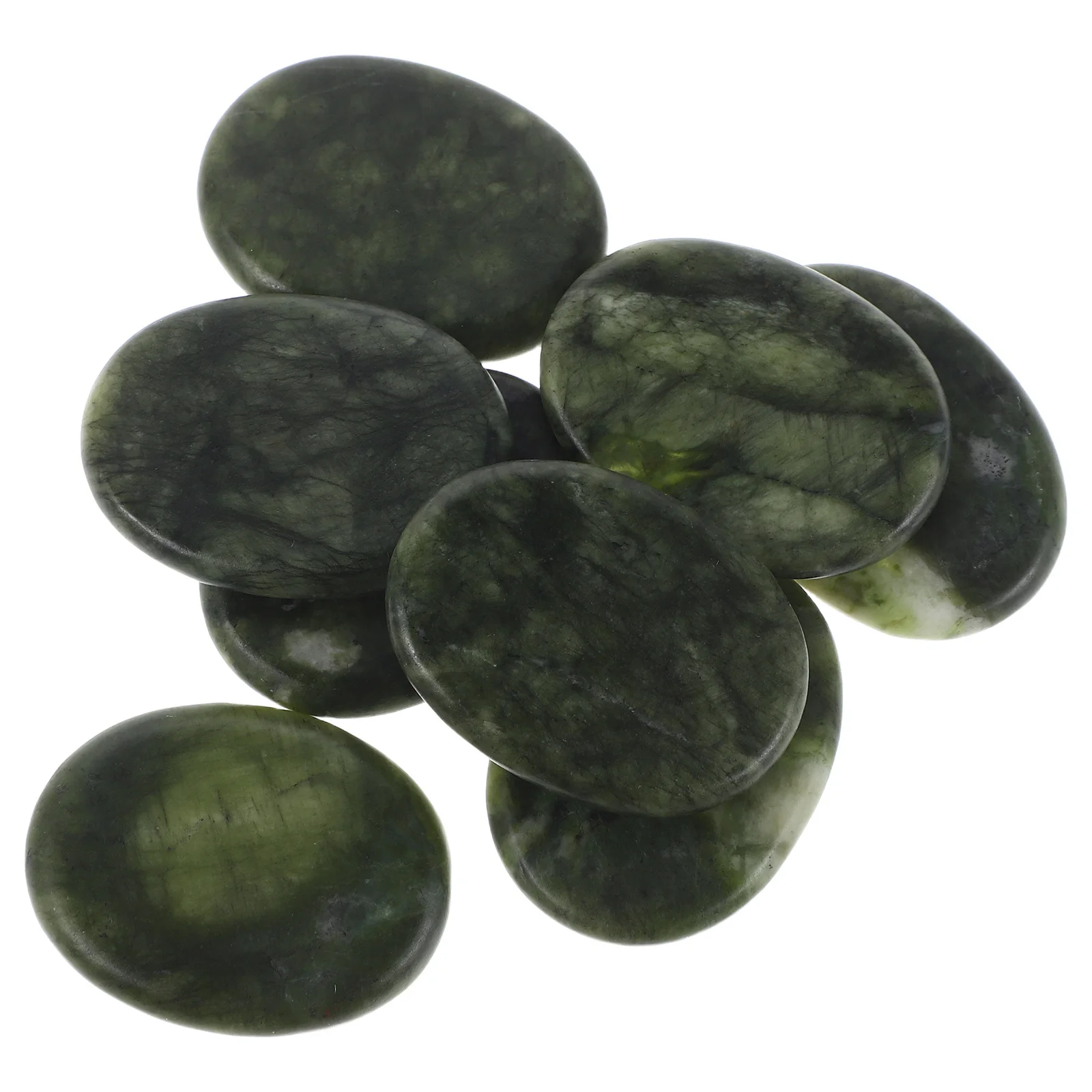 

8Pcs Green Jade Hot Massage Stones Oval Shape Spa Gua Sha Tools for Balance Body Facial Muscle Therapy